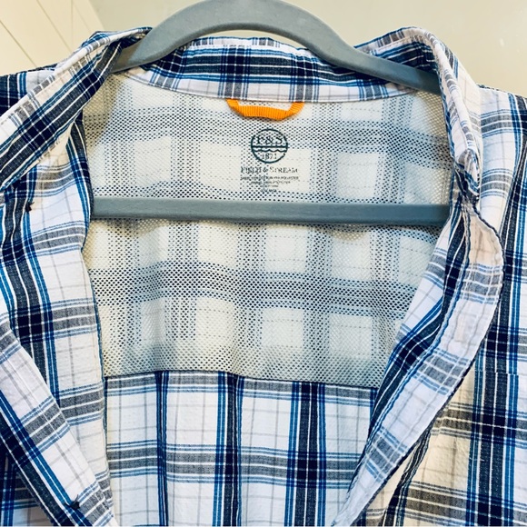 Field & Stream Blue/White Plaid Short Sleeve Fishing Shirt Sz. XXL - Picture 7 of 9